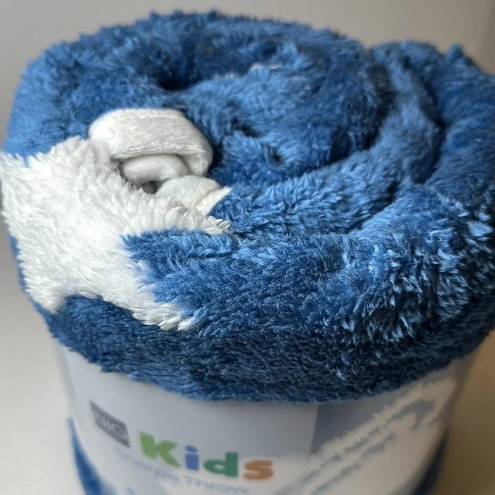 The Big One Oversized Sherpa Throw Blanket Blue Stars and Planets  50” x 60”